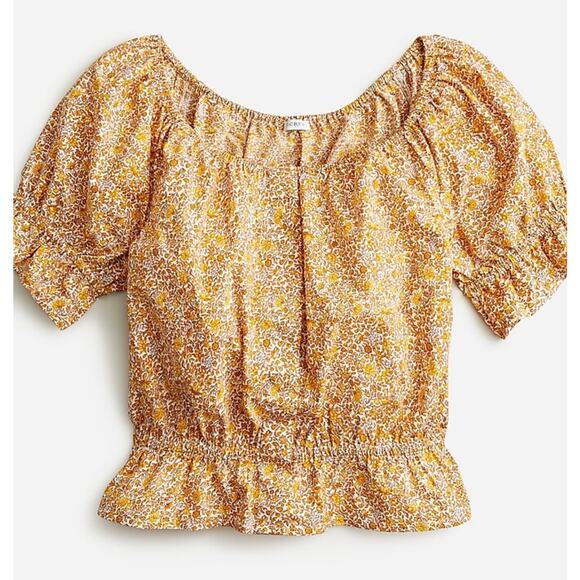 J. Crew Gathered Scoopneck Top Gathered Blooms Medium - Picture 1 of 6